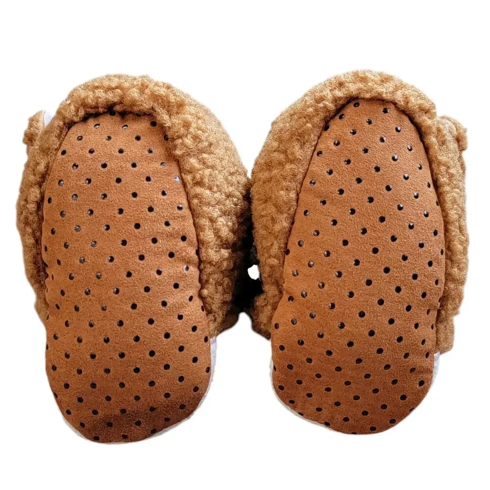 Cat & Jack Reindeer Slippers Sz 6/9M Brown Faux Fur Crib‎ Shoes Christmas Baby